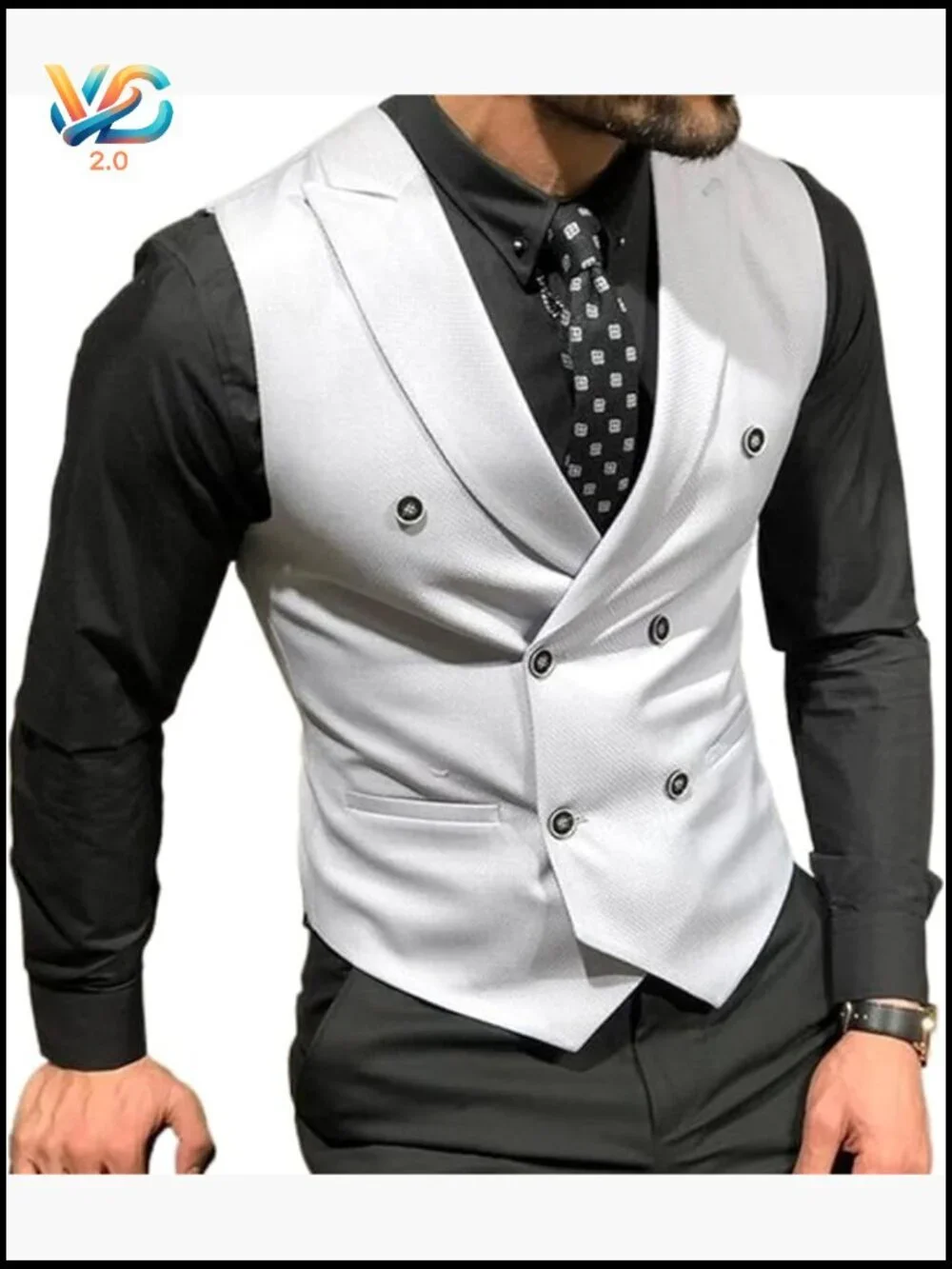 Men's Slim Fit Double Breasted Vest, Serge Material, Formal Waistcoat